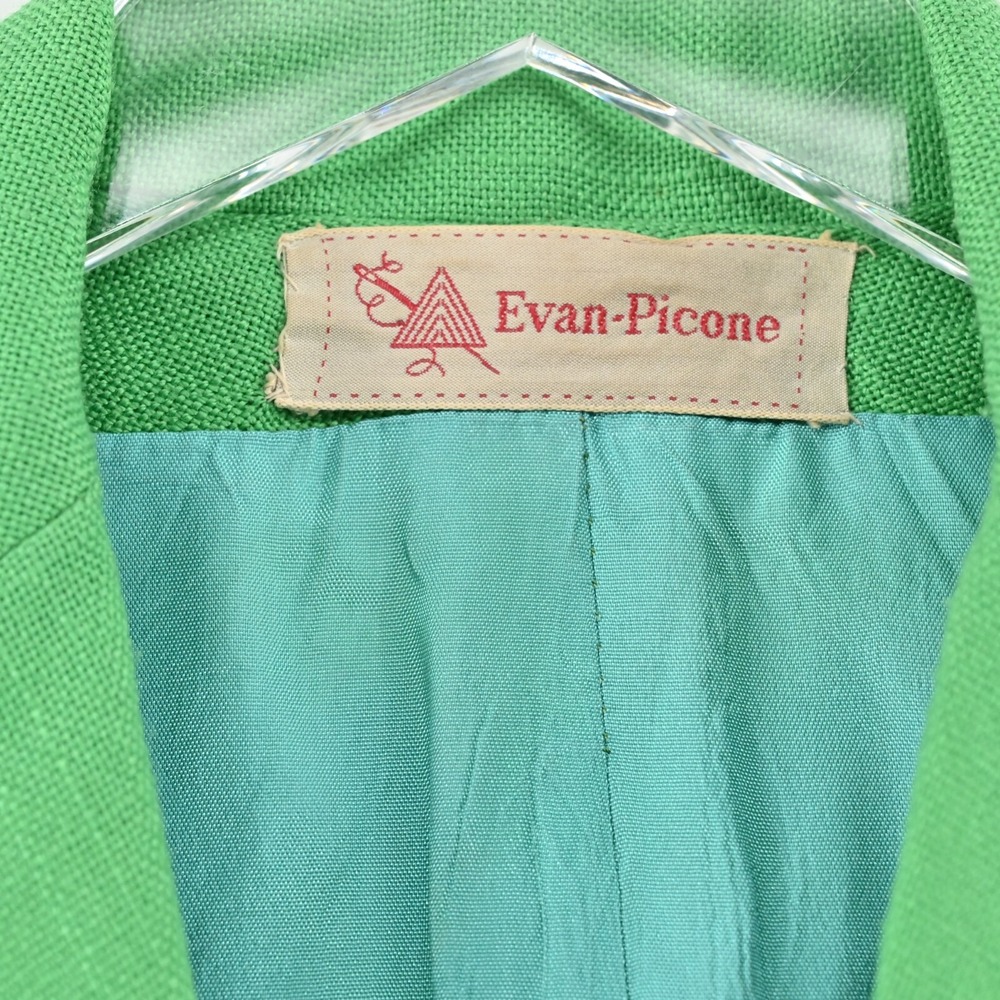 Vtg EVAN PICONE Blazer Womens Size 6 Green Single Breasted Front Pocket Jacket - Picture 7 of 13
